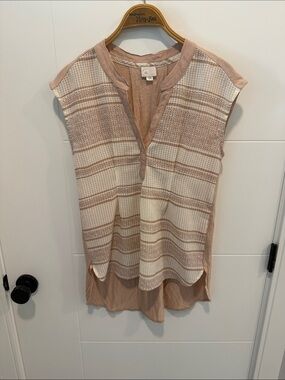 Pilcro and the Letterpress Blush and Cream Striped Cap-Sleeve Tunic